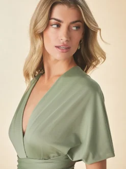 Next Vert olive - Robe longue de demoiselle d’honneur multicolore en jersey pour invitée de mariage Clearance