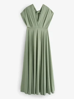 Next Vert olive - Robe longue de demoiselle d’honneur multicolore en jersey pour invitée de mariage Clearance