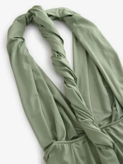 Next Vert olive - Robe longue de demoiselle d’honneur multicolore en jersey pour invitée de mariage Clearance
