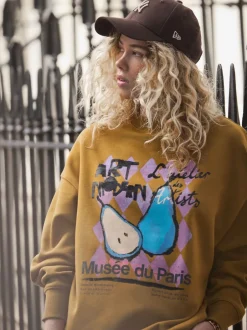 Next Vert olive - Sweat-shirt à col rond à manches longues en coton riche en fruits Sale