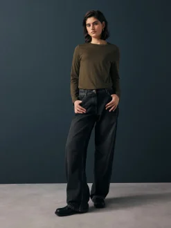 Next - T-shirt à manches longues de cou d'équipage Vert olive Sale