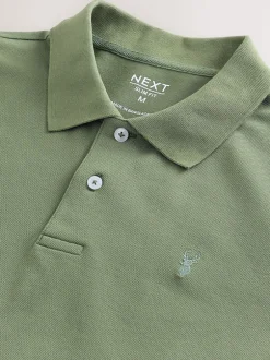 Next - Ajustement régulier - Polo Manches courtes Pique Vert olive clair Online