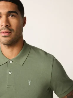 Next - Slim Fit (Slim Fit) - Polo Manches courtes Pique Vert olive clair