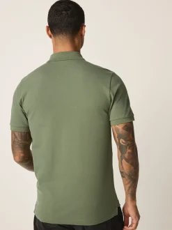 Next - Slim Fit (Slim Fit) - Polo Manches courtes Pique Vert olive clair