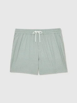 Reiss Vert pistache - Short de bain à cordon imprimé géométrique Tito