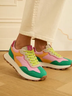 Love & Roses Vert rose multicolore - Baskets de jogging Mix Material Retro Comfort Outlet