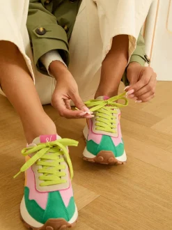 Love & Roses Vert rose multicolore - Baskets de jogging Mix Material Retro Comfort Outlet