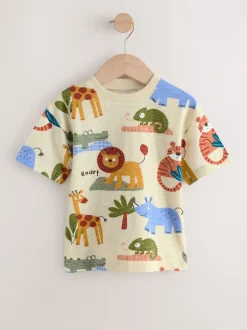Next Vert Safari Animals - Lot de 3 t-shirts appliqués à manches courtes (3mois7ans) Best