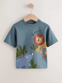 Next Vert Safari Animals - Lot de 3 t-shirts appliqués à manches courtes (3mois7ans) Best