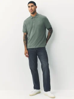 Next - Ajustement régulier - Polo Manches courtes Pique VERT SAUGE Sale