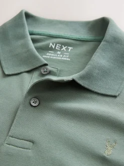 Next - Ajustement régulier - Polo Manches courtes Pique VERT SAUGE Sale