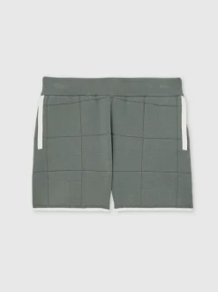 Reiss Vert sauge foncé - Short Barbor en maille à surpiqûres Discount