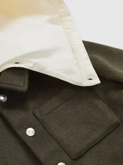 Reiss Vert sauge foncé - Surchemise Benjamin à capuche amovible en laine Blend Best