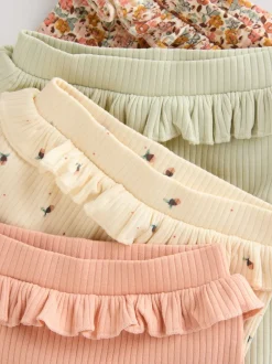 Next - Paquet de jambières pour bébé 4 (0mois-2ans) Vert sauge/corail/fleurs Clearance