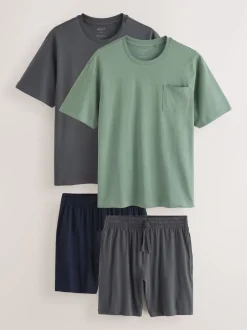 Next - Lot de 2 pyjamas courts en jersey Vert sauge/gris ardoise Sale