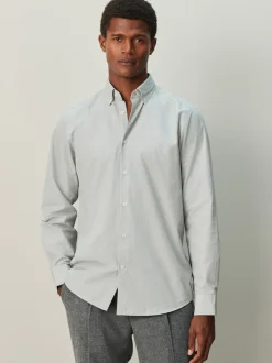 Next Vert texturé - Chemise habillée à manches longues riche en coton Hot