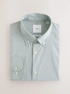 Next Vert texturé - Chemise habillée à manches longues riche en coton Hot
