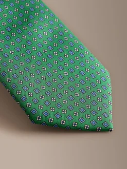 Next - Cravate géométrique en soie Signature italienne Vert vif Discount