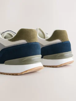 Next Vert/Blanc - Baskets avec bordure en daim Outlet