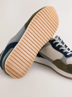 Next Vert/Blanc - Baskets avec bordure en daim Outlet