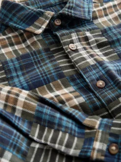 Next Vert/bleu à carreaux - Chemise patchwork à manches longues (3mois -7ans) Sale