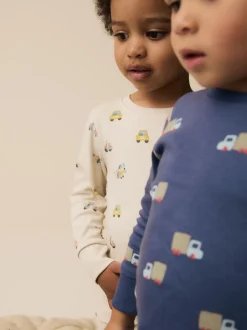 Next - Lot de 3 pyjamas Snuggle courts (9mois-10ans) Vert/Bleu Transport Hot