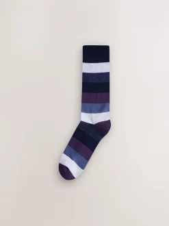 Next Vert/bleu/gris - Lot de 10 paires de chaussettes confortables rayées à semelle rembourrée Clearance