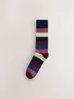 Next Vert/bleu/gris - Lot de 10 paires de chaussettes confortables rayées à semelle rembourrée Clearance