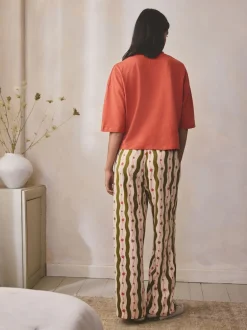 Next - Pyjama à manches courtes en coton Vert/Écru Rayure