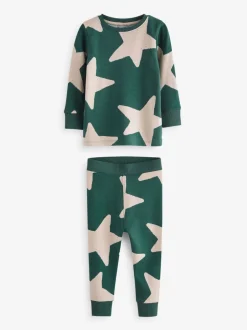 Next Vert/Ecru/Marron Étoiles - Lot de 3 pyjamas Snuggle (9mois-10ans)