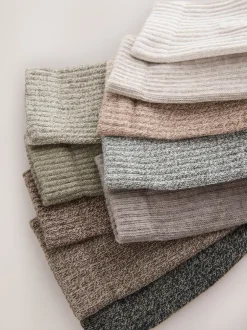 Next Vert/neutre - Lot de chaussettes épaisses brodées 10 Discount