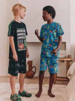 Next Vert/Noir - Lot de 2 pyjamas courts sous licence Minecraft (5-14ans) Best