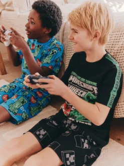 Next Vert/Noir - Lot de 2 pyjamas courts sous licence Minecraft (5-14ans) Best