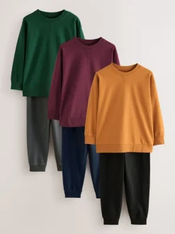 Next Vert/orange - Lot de 3 pyjamas à manches longues (3-16ans) Clearance