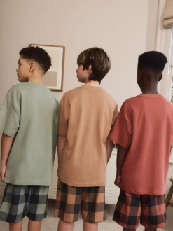 Next Vert/orange - Pyjama court à carreaux tissés 3 Pack (3-16ans) New