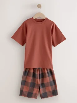 Next Vert/orange - Pyjama court à carreaux tissés 3 Pack (3-16ans) New