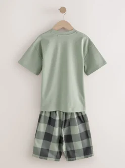 Next Vert/orange - Pyjama court à carreaux tissés 3 Pack (3-16ans) New