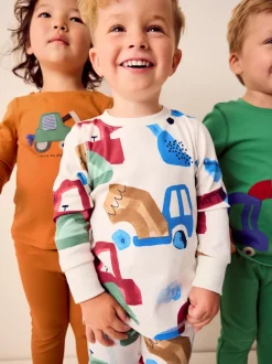 Next - Lot de 3 pyjamas Snuggle courts (9mois-10ans) Vert/Orange Transport