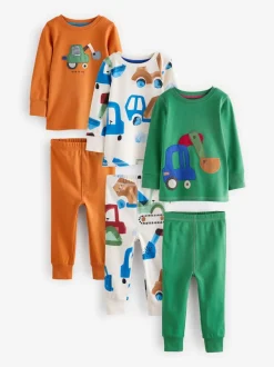 Next - Lot de 3 pyjamas Snuggle courts (9mois-10ans) Vert/Orange Transport