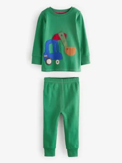 Next - Lot de 3 pyjamas Snuggle courts (9mois-10ans) Vert/Orange Transport
