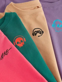 Next Vert/Rouge/Camel/Violet - Lot de 4 petits t-shirts graphiques à manches courtes (3-16ans) Best