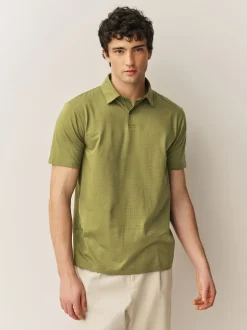 Next - Ajustement régulier - Polo en jersey Manches courtes 5 Pack Vert/violet/bleu géométrique Sale