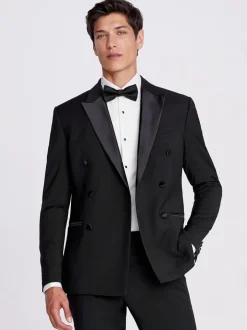 MOSS Veste de smoking Coupe ajustée Noir à double boutonnage New