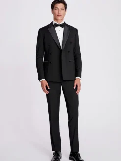 MOSS Veste de smoking Coupe ajustée Noir à double boutonnage New