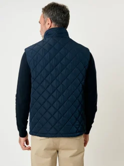 Saltwell Veste sans manches Heritage bleue matelassée à col cheminée en losanges