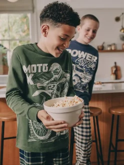 Next - Lot de 2 pyjamas en tissu à carreaux à manches longues (3-16ans) Véhicule bleu/vert Discount