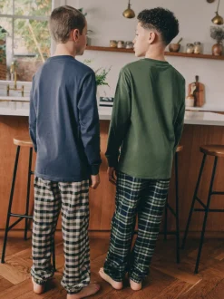 Next - Lot de 2 pyjamas en tissu à carreaux à manches longues (3-16ans) Véhicule bleu/vert Discount