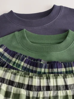 Next - Lot de 2 pyjamas en tissu à carreaux à manches longues (3-16ans) Véhicule bleu/vert Discount