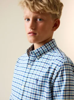 Next - Chemise Oxford (3-16ans) Vichy bleu Discount