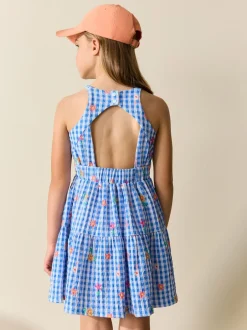 Next - Robe d'été à bretelles Effet froissé (3-16ans) Vichy bleu Online